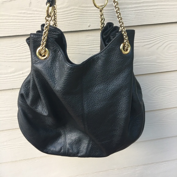 Vince Camuto black leather chain purse handbag - Picture 3 of 13